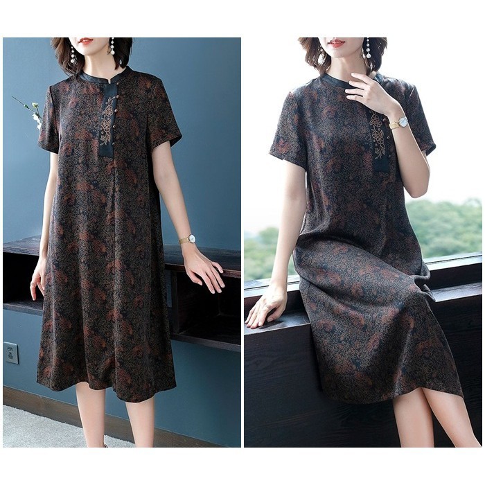 [baju wanita korea]  Midi Mini Dress Cheongsam Gaun Pesta Wanita Korea Import