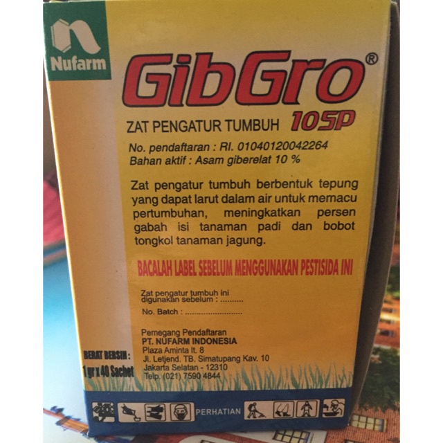 Zat pengatur tumbuh zpt GIBGRO 1gr PER KOTAK isi 40 sachet giberalic acid asam giberalat
