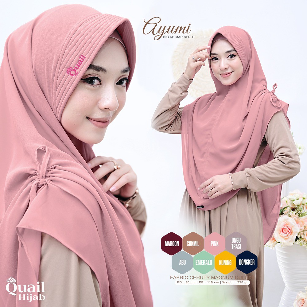 [Restock 250920] Ayumi Khimar Jumbo serut kanan kiri Quail Hijab bahan ceruty magnum Ori Murah