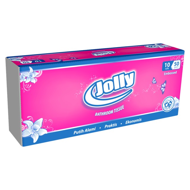 Promo Jolly Embossed Bathroom Tissue 10 Roll/Pack 50 Gram - Tisu Toilet Embos