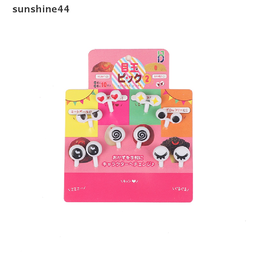 Sunshine 10PCs / Lot Tusuk Gigi Buah Mini Bahan Plastik Bentuk Mata Lucu