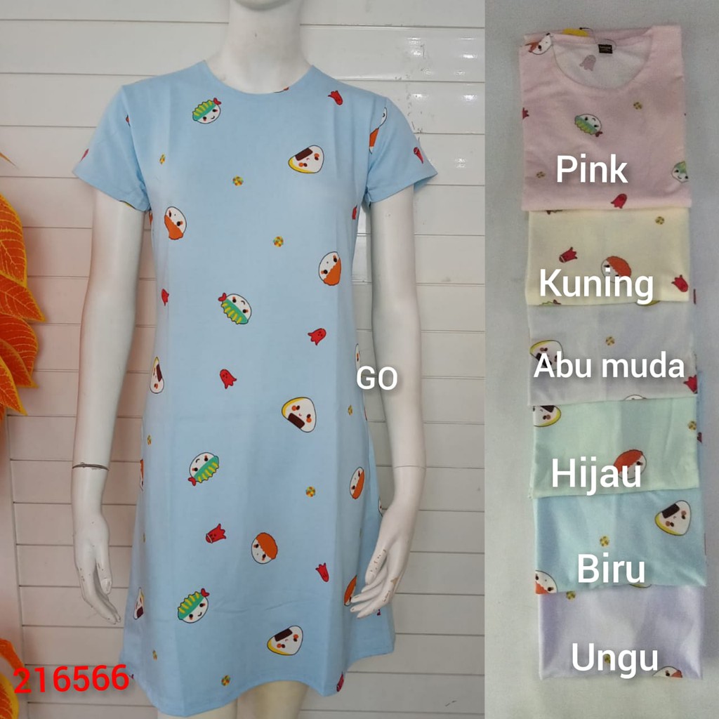 gof A DASTER LEMONE DRES Wanita Casual Motif Pakaian Perempuan Lengan Pendek