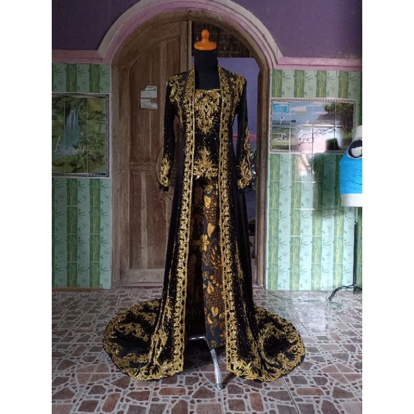 kebaya bludru kutubaru full payet jepang/kebaya bludru kutubaru mewah/kebaya bludru pengantin modern