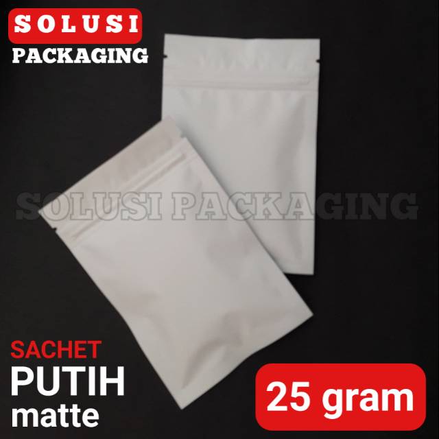 100 PCS SACHET PUTIH MATTE 25 GRAM PLASTIK KLIP PLASTIK AKSESORIS KEMASAN KOPI SNACK