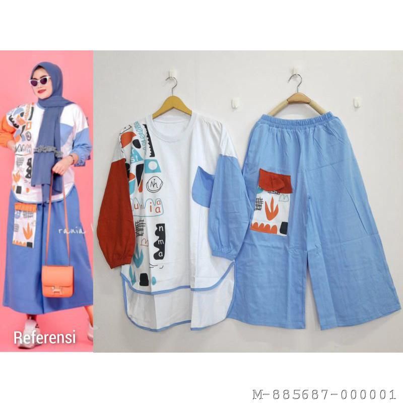 SET WANITA KULOT KAOS COMBED VUZQ 219