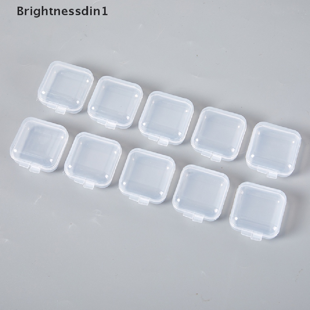 10 Pcs Kotak Penyimpanan Perhiasan Anting Cincin Mini Bahan Plastik Transparan