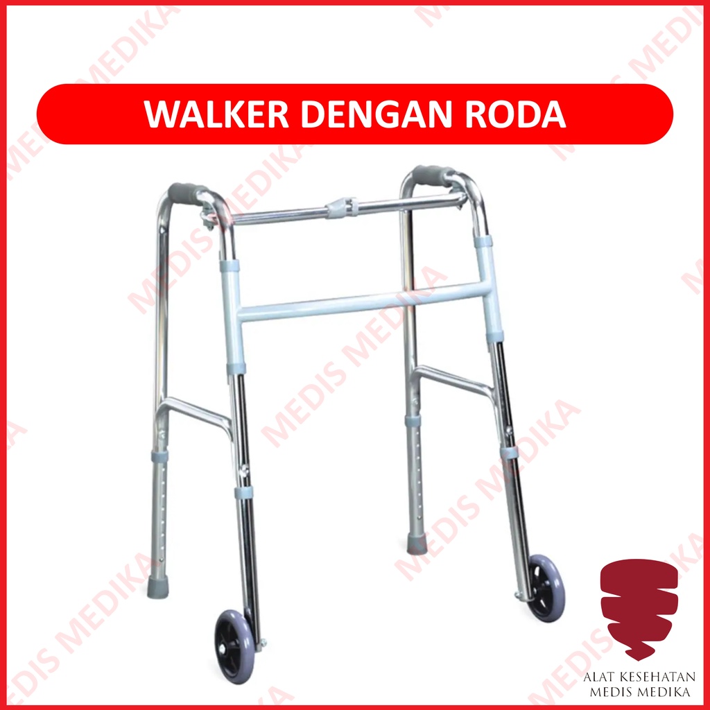 Tongkat Walker dengan Roda Alat Bantu Jalan Jemuran Terapi Manula