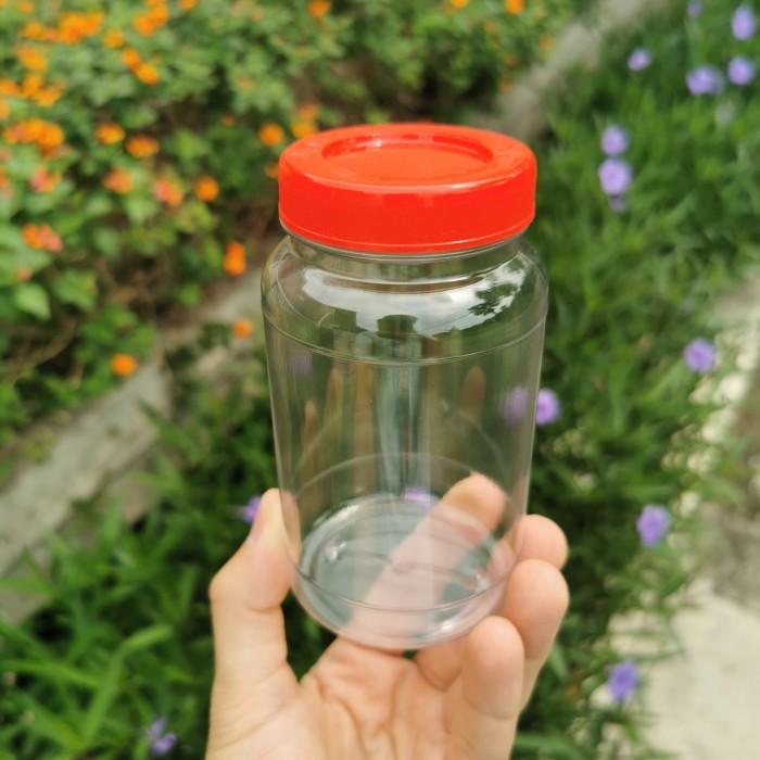 Botol Plastik/ Toples Sambal/ Botol Selai/ Toples Jar 300ml 300 ml Tut - Merah