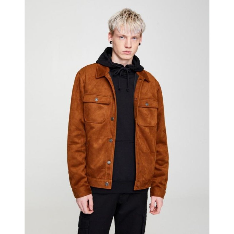 FLASH SALE TRUCKER JAKET SUEDE PULL AND BEAR PULL&BEAR ORIGINAL DIJAMIN ASLI