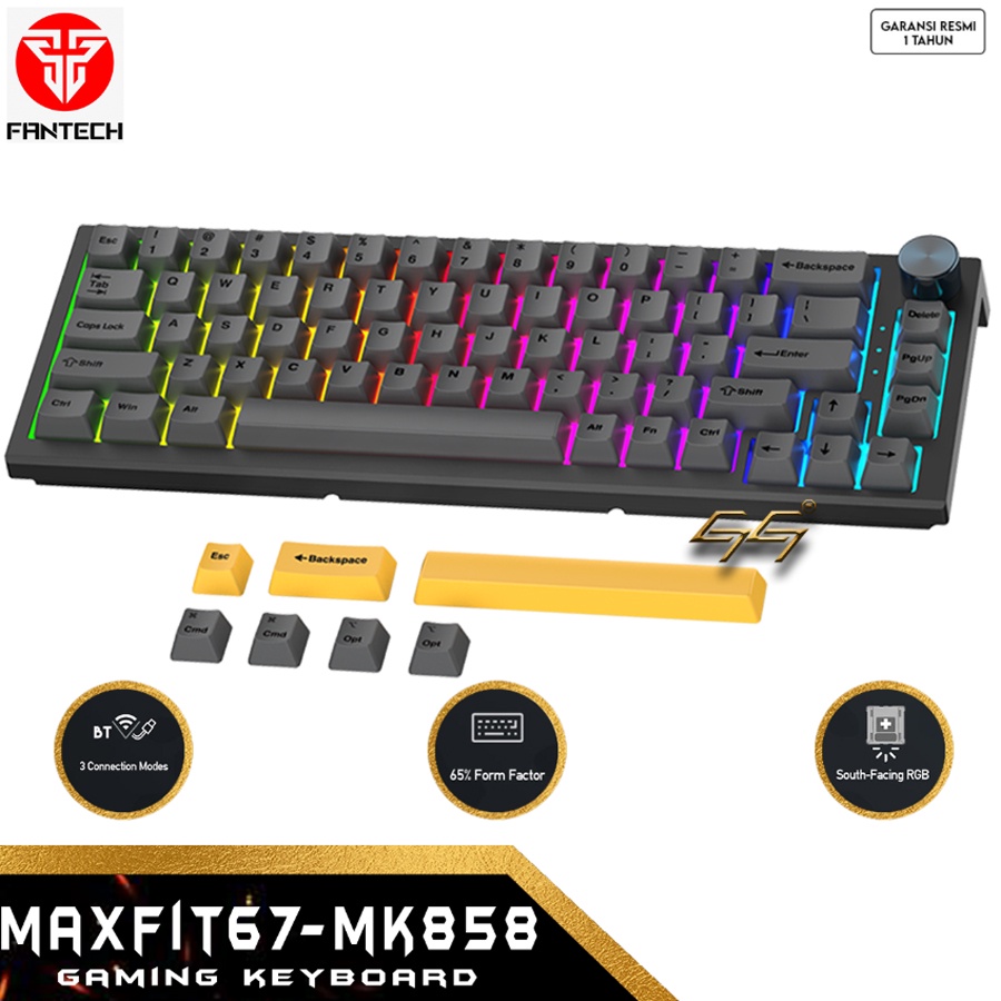 Keyboard Gaming Wireless Mechanical RGB Fantech MAXFIT67 MK858 Hotswapable Wireless RGB Mechanical Gaming Keyboard
