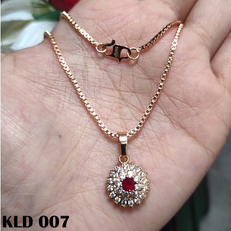 Kalung Wanita Bandul Permata Merah Perhiasan Anti Karat Premium