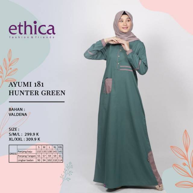 Gamis Katun Original ETHICA AYUMI 181 Hunter Green