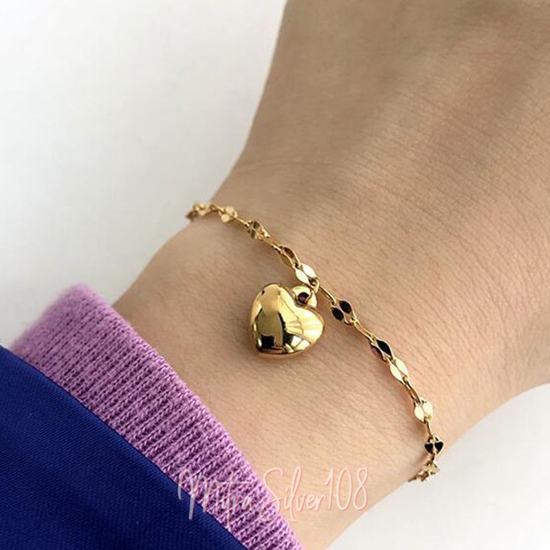 [MS108] GL 16 - Gelang Perhiasan Model Simple Untuk Wanita / Gelang Hati Bahan Alloy Untuk Wanita