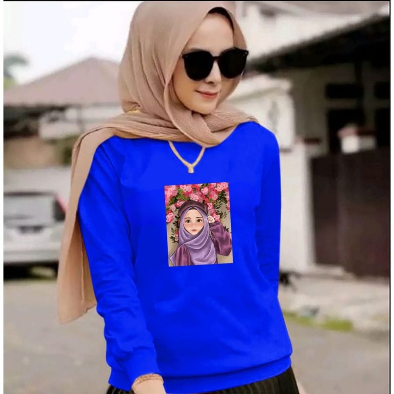 ACE - KAOS WANITA ( HIJAB 3 ) KAOS SWEATER WANITA LENGAN PANJANG MODEL TERBARU