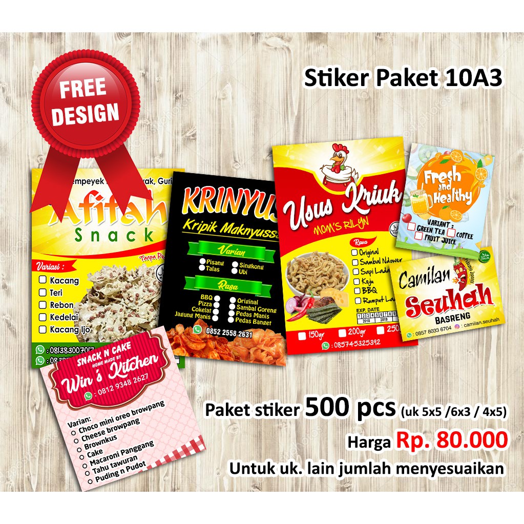 

500 pcs Label produk / stiker / paket 10 a3 lembar (uk. 32x48)