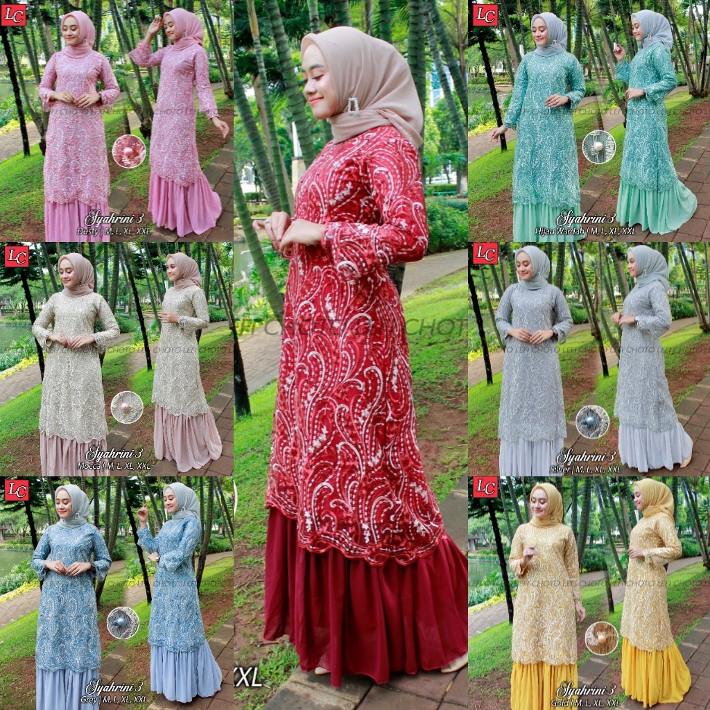 Setelan Kebaya Gamis Ceruty Syahrini Aneka Warna