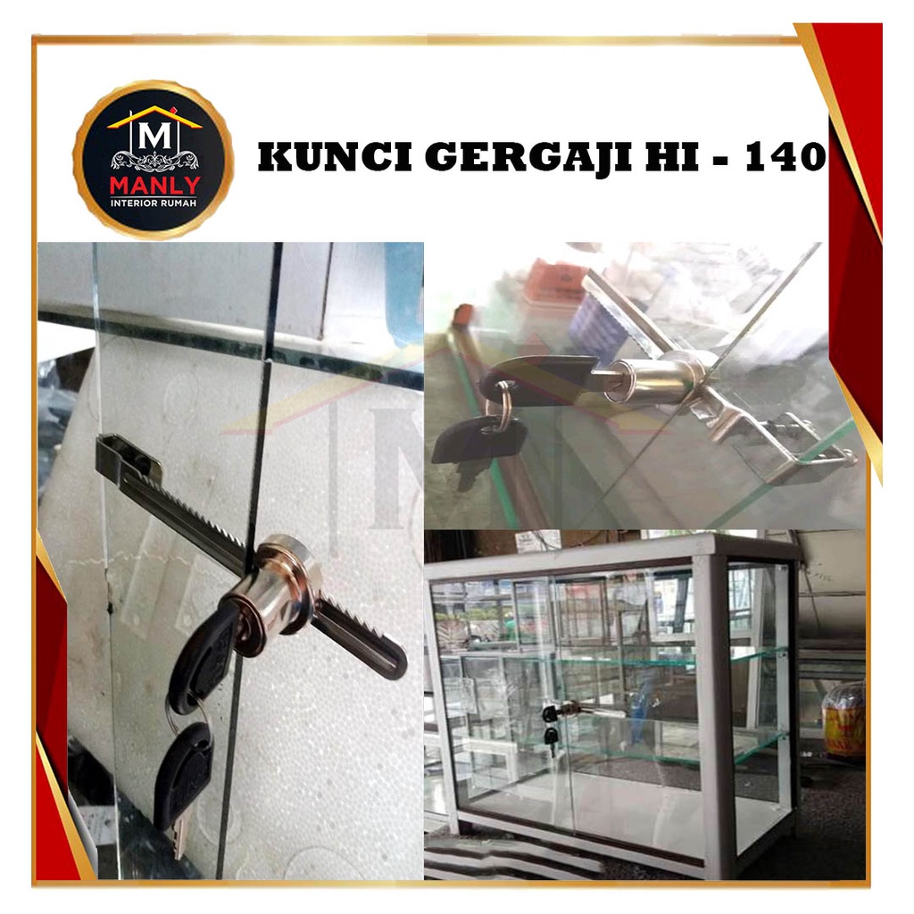 Kunci Gergaji HL 140 / Kunci Kaca Pintu Geser HI 140 / Kunci Kaca Etalase Geser Huben HL 140... FREE SEKRUP