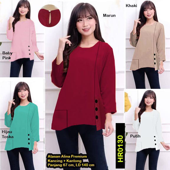 HR0130 Atasan Alina Stretch Premium / Atasan Wanita / Blouse / Atasan Terbaru / Blouse Terbaru