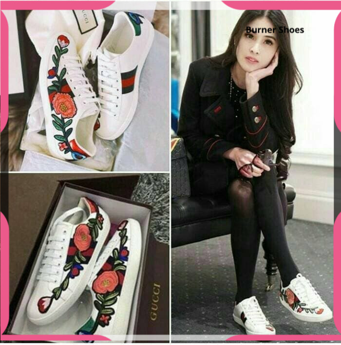 SEPATU WANITA SNEAKERS TALI SEPATU KETS CASUAL YF35 PUTIH