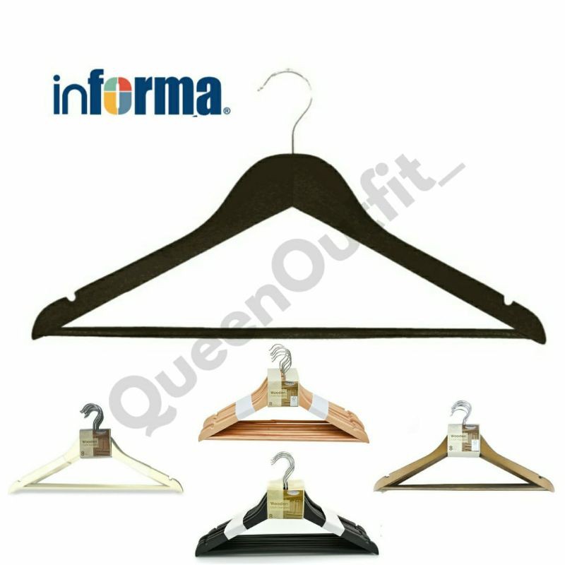 INFORMA Gantungan Baju Hanger Pakaian Kayu Baju wooden Kayu Besi PVC