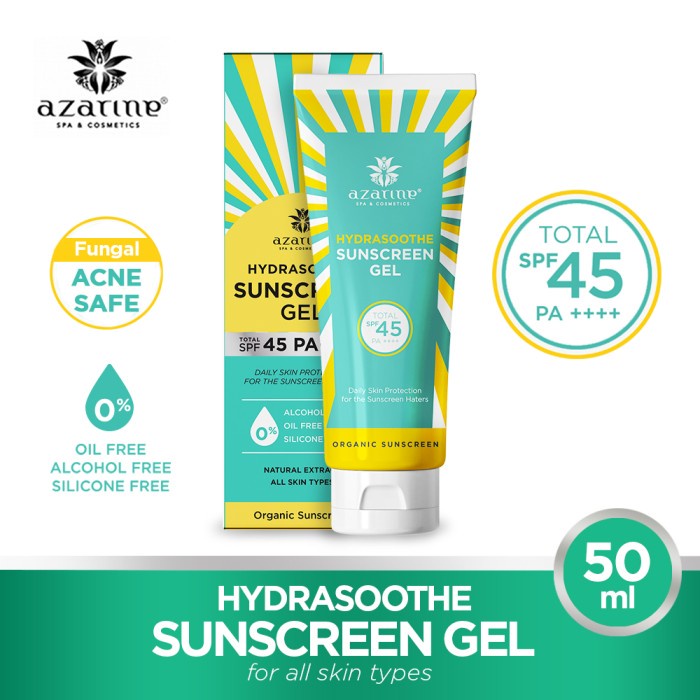 AZARINE HYDRASOOTHE SUNSCREEN GEL SPF 45 PA+++ ISI 50ML (BPOM)