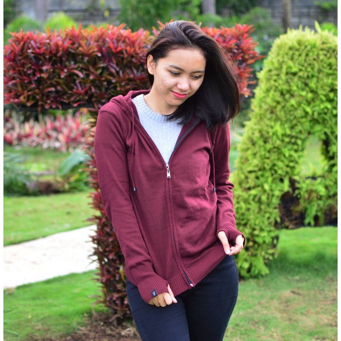 Jaket Wanita jaket rajut wanita murah/ maroon(D6R7) Hoodie Wanita Hoodie Wanita Crop Jaket Wanita Ko