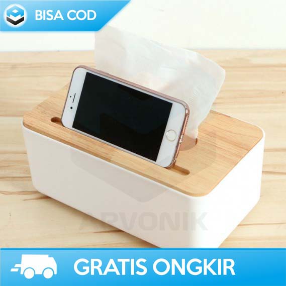 TEMPAT TISU TISSUE KAYU KOTAK TISU SERBAGUNA SMARTPHONE HOLDER ZJ005