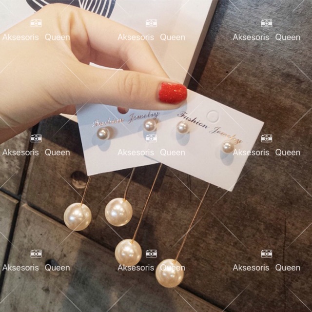 Anting E375 Gantung Mutiara Air Tawar Lapis Silver Sterling 925 untuk Fashion Wanita Mutiara anting