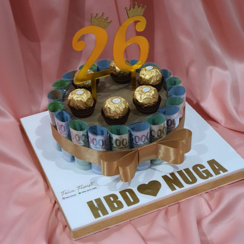 Kado Ultah Anniversary Gift Graduation Wisuda Ulang Tahun Pacar Orang Tua Anak | Money Cake 1 Tier Low Small Kue Uang