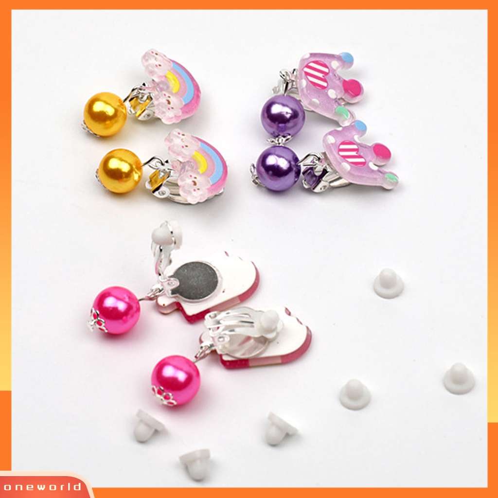 7 Pasang / Set Anting Klip Tanpa Tindik Desain Kartun Untuk Anak Perempuan
