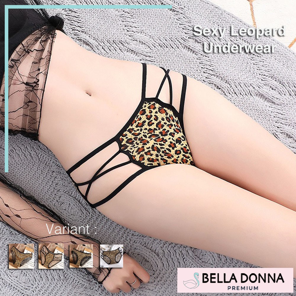 BELLADONNA - Celana dalam perempuan transparant Motif Leopard cd wanita  sexy totol series 2
