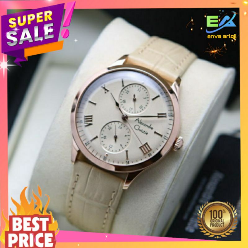 JAM ALEXANDER CHRISTIE WANITA ORIGINAL AC 2943 TERBARU MURAH TALI KULIT LEATHER ORI ANALOG CEWEK NEW