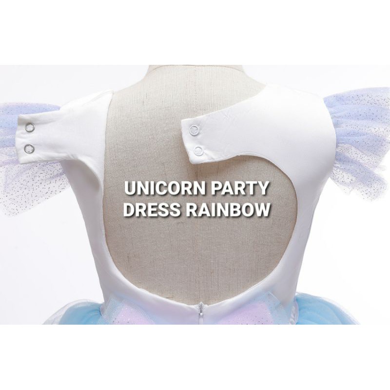 UNICORN PARTY DRESS RAINBOW / GAUN PESTA TUTU ANAK PEREMPUAN MOTIF UNICORN IMPORT BAGUS