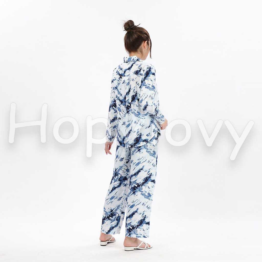 HOPYLOVY Setelan Wanita Katun Motif Tie Dye Kekinian Seluna | Set Baju Tidur | Setelan Piyama