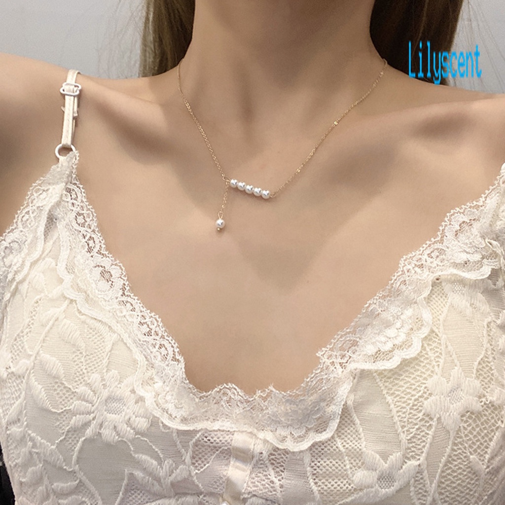 Kalung Choker Adjustable Hias Mutiara Imitasi Gaya Korea Untuk Wanita