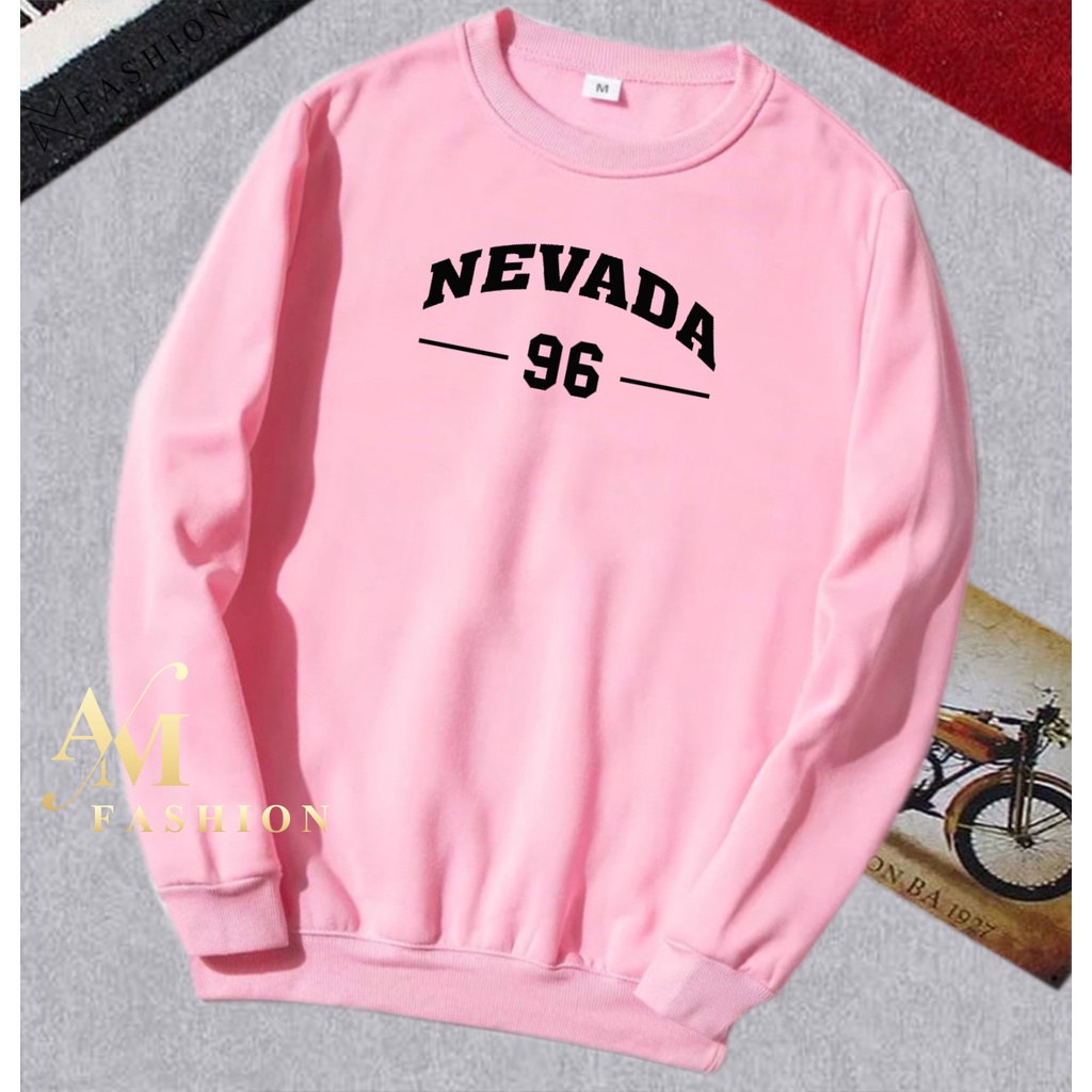 AM Fashion COD Sweater Hoodie Distro Motif Nevada 96 Text Hitam Premium Quality T-Shirt Pria Branded