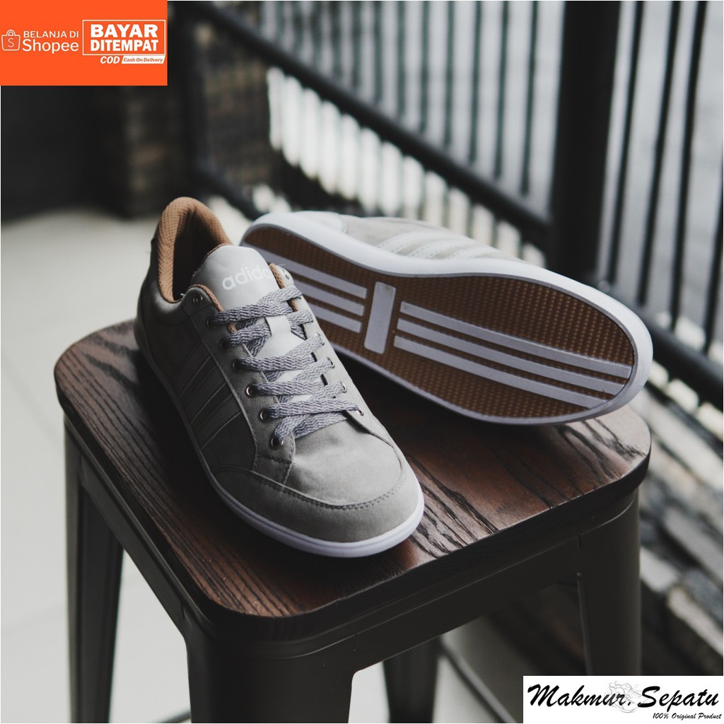 Sepatu Adidas Kapler Grey - Fashion Casual Sneakers Pria Bertali - Kuliah Hengout Keren Kekinian