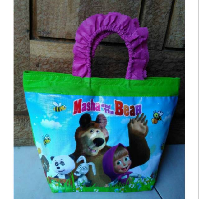 

TAS KARTUN PEGANGAN RENDA KARAKTER MASHA AND THE BEAR | TAS BINGKISAN SNACK, KOTAK MAKAN, SOUVENIR