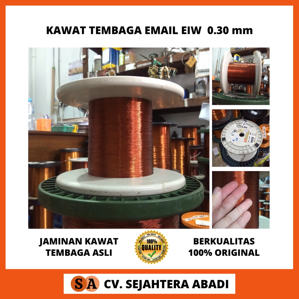 JAMINAN KAWAT TEMBAGA ASLI MERK EIW Kawat Tembaga Email Ukuran Tebal Kawat 0.30 0,30 mm 0.30mm 0,30m
