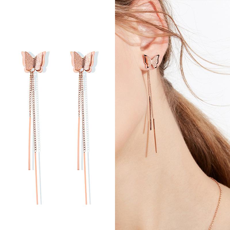 COD1 anting titanium stud kupu kupu bulat panjang / bisa pendek anti karat import