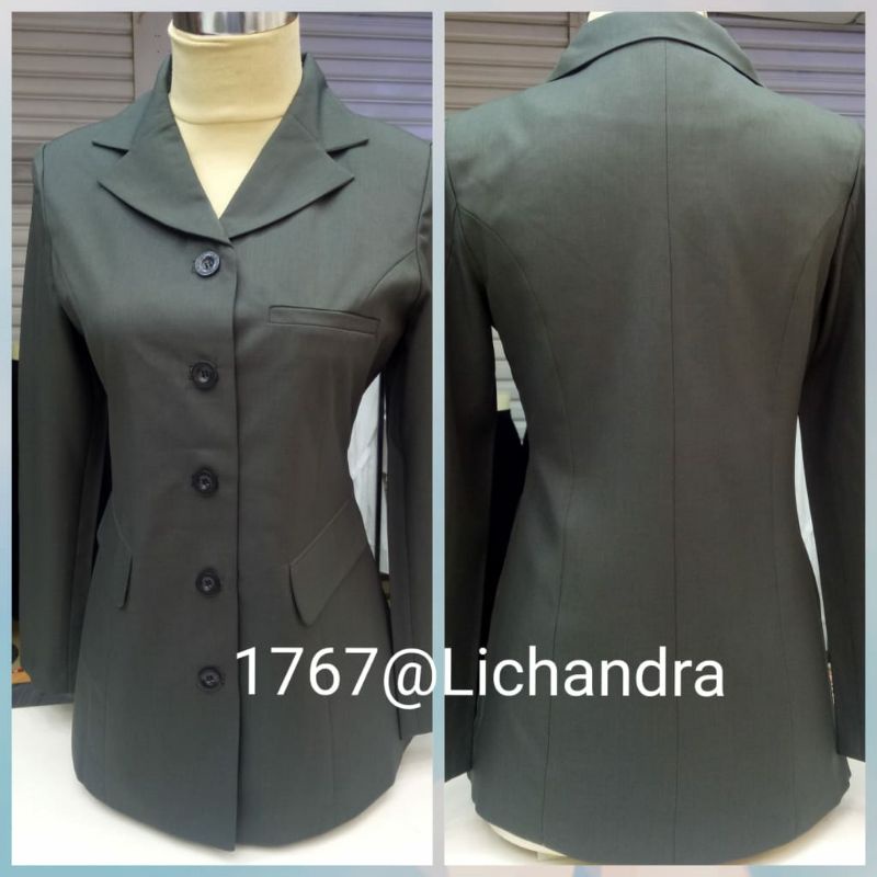seragam abu tua wanita terbaru lichandra/ seragam wanita abu tua/ baju kerja wanita abu tua/ blezer 