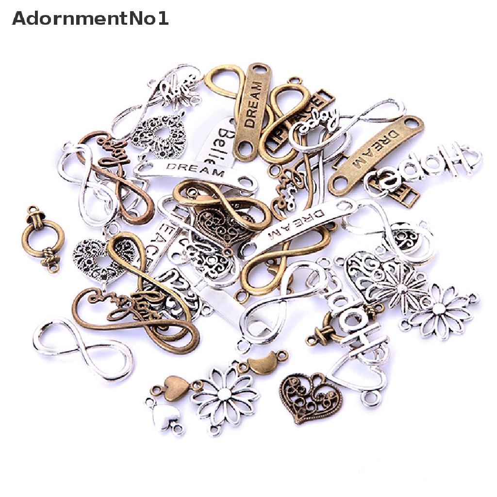 (AdornmentNo1) 50pcs / Lot Konektor Liontin Antik Bentuk Infinity Bahan Alloy Untuk Perhiasan DIY