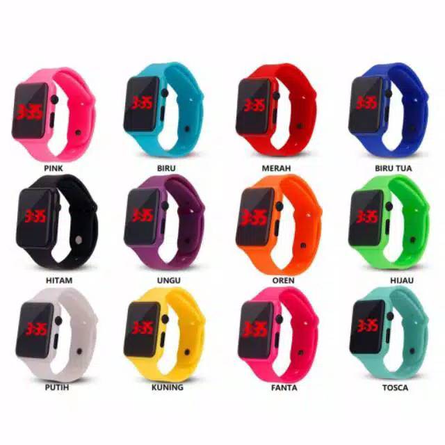 Jam Tangan Led Kotak Unisex Fashion Anak-Anak Dewasa