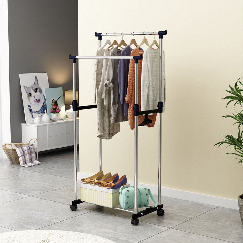 HOVELSHOP Double Stand Hanger Murah / 2 Sisi Rak Serbaguna / Gantungan Baju Pakaian / Rak Gawang