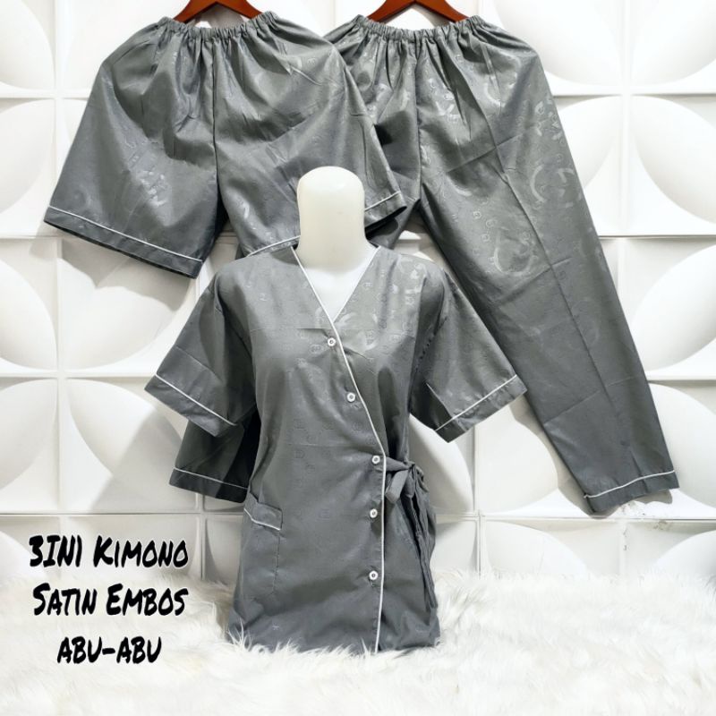 Piyama Kimono 3 in 1 satin embos fit to XL