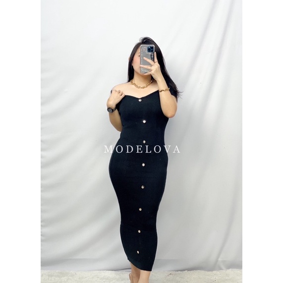 MDLV ~ Dress Evelyn Rajut Dress Bodycon Rjaut Fashion Wanita