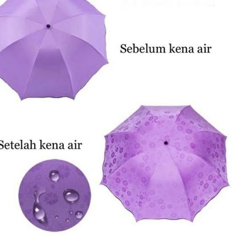 Payung Magic 3D Lipat Umbrella Anti UV Polos Warna Warni