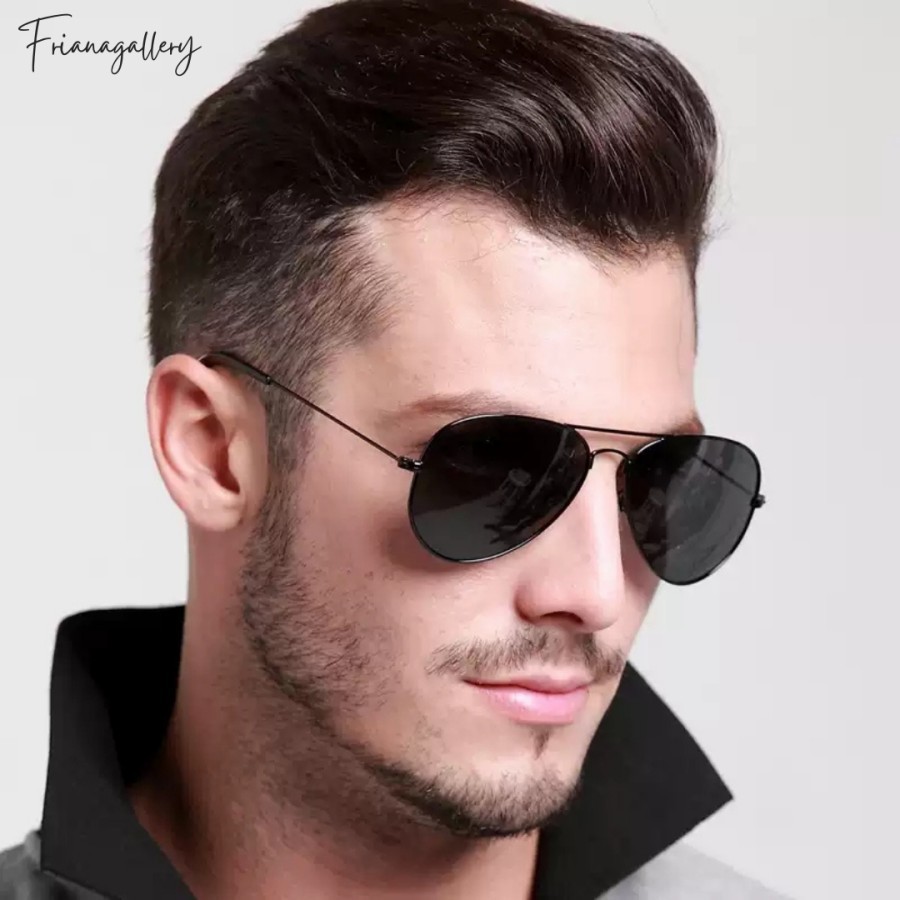 Kacamata Pria Cowok Hitam Keren Fashion Aviator Sunglasses