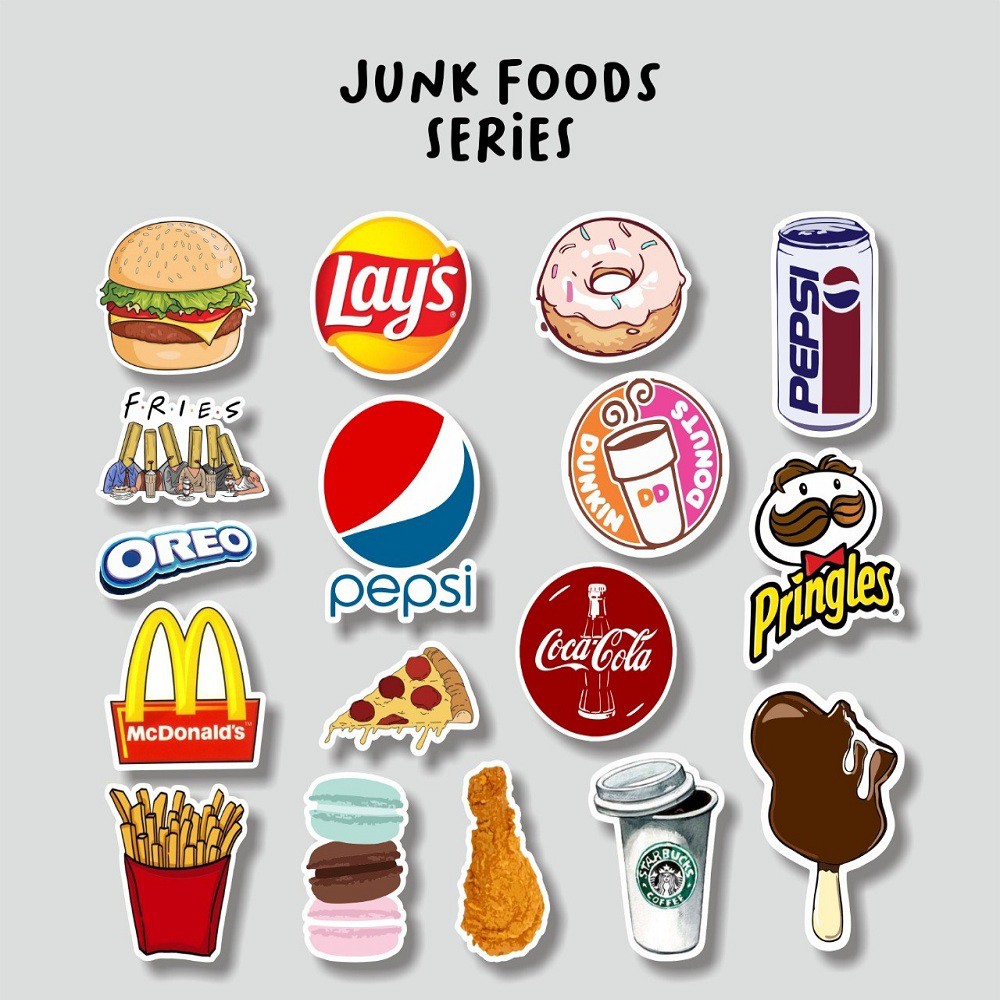 

STICKER AESTHETIC JUNK FOOD PACKAGE STIKER CASE HANDPHONE LAPTOP TUMBLR KITCHEN UTILITY DECO BOJO
