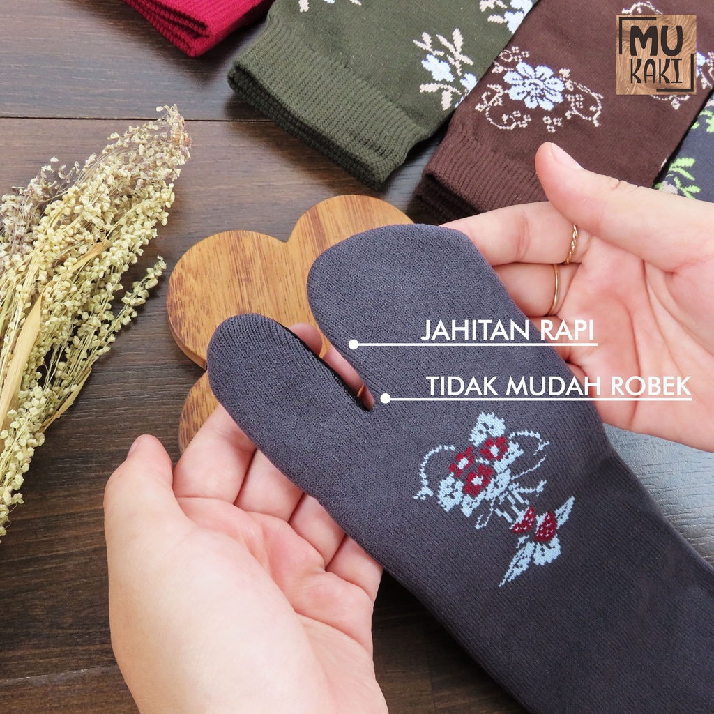 Paket Kaos Kaki Motif Bunga Warna Tua Ukuran M isi 12 Pasang Mukaki